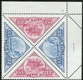 U.S. #3131a Pacific 97, setenant pair PNB of 4