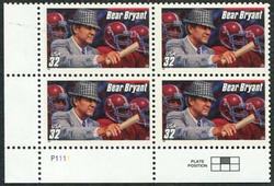 U.S. #3148 Bear Bryant PNB of 4