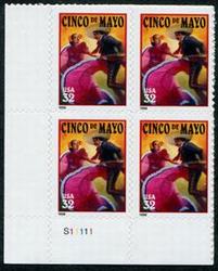U.S. #3203 Cinco de Mayo (32c) PNB of 4