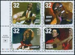 U.S. #3215a American Music Series - Folk Musicians PNB of 4