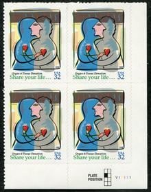 U.S. #3227 Organ & Tissue Donation PNB of 4