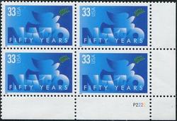 U.S. #3354 NATO 50th Anniversary PNB of 4
