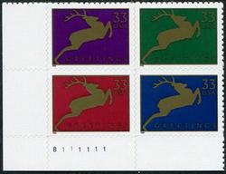 U.S. #3359a Christmas Deer PNB of 4