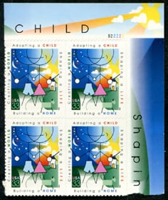 U.S. #3398 Adoption PNB of 4