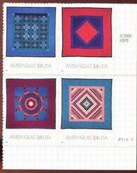 U.S. #3527a Amish Quilts PNB of 4