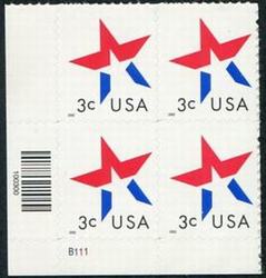 U.S. #3613 3c Star PNB of 4