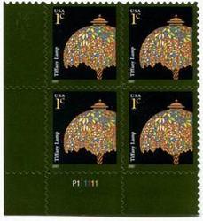 U.S. #3749 1c Tiffany Lamp PNB of 4