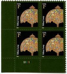 U.S. #3749A 1c Tiffany Lamp PNB of 4