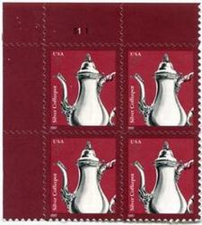 U.S. #3754 3c Silver Coffee Pot PNB of 4
