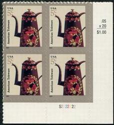 U.S. #3756A 5c Toleware Coffeepot PNB of 4