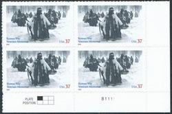 U.S. #3803 Korean War Veterans PNB of 4