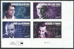 U.S. #3909a American Scientists, PNB of 4