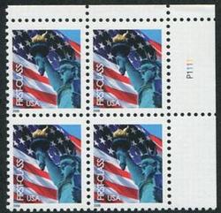 U.S. #3965 Flag & Statue of Liberty PNB of 4