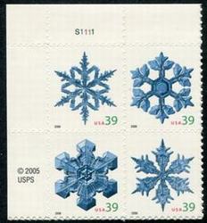 U.S. #4104a 2006 Christmas Snowflakes PNB of 4