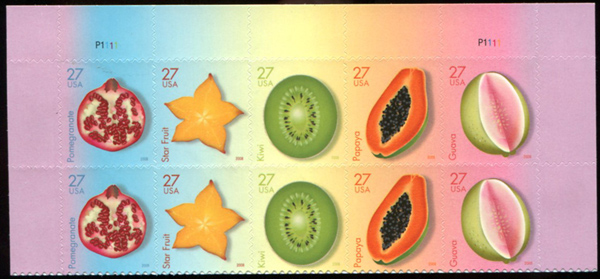 U.S. #4257a Tropical Fruit PNB of 10