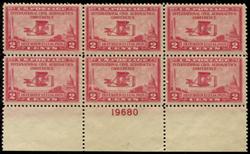U.S. #649 2c Intl Civil Aeronautics Conf MNH PNB of 6