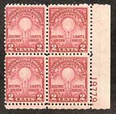 U.S. #655 Electric Light Jubilee MNH PNB of 4