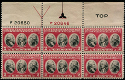 U.S. #703 Yorktown PNB of 6
