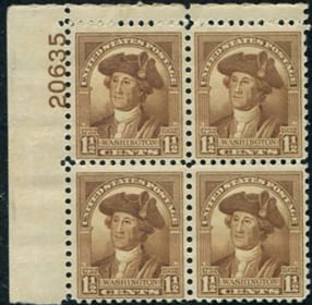 U.S. #706 11/2c Washington Portrait by Charles Wilson Peale MNH