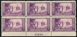 U.S. #739 Wisconsin MNH PNB of 6