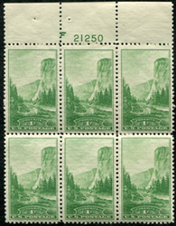 U.S. #740 Yosemite MNH PNB of 6