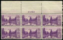 U.S. #742 Mt. Rainier MNH PNB of 6