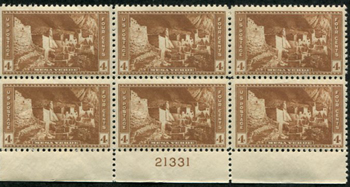 U.S. #743 Mesa Grande MNH PNB of 6