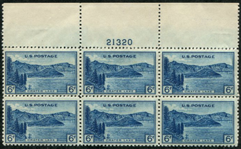 U.S. #745 Crater Lake MNH PNB of 6