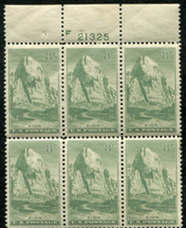 U.S. #747 Zion MNH PNB of 6