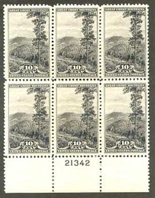 U.S. #749 Smoky Mountains Mint PNB of 6