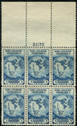 U.S. #753 'Farley' Byrd Issue MNH PNB of 6
