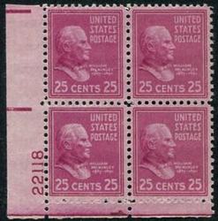 U.S. #829 25c William McKinley PNB of 4