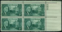 U.S. #930 FDR and Hyde Park 1c PNB of 4