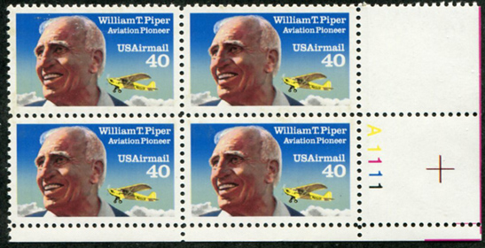 U.S. #C129 William T. Piper PNB of 4