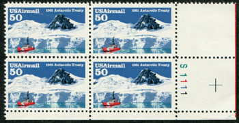 U.S. #C130 Antarctic Treaty PNB of 4