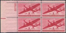 U.S. #C25 6c Twin-Motored Transport Plane PNB of 4