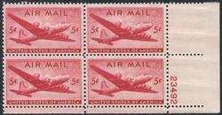 U.S. #C32 5c DC-4 Skymaster PNB of 4