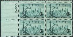 U.S. #C35 15c Statue of Liberty & Skyline PNB of 4
