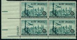 U.S. #C35b 15c Statue of Liberty & Skyline PNB of 4
