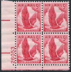 U.S. #C50 5c Eagle in Flight PNB of 4