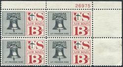 U.S. #C62 13c Liberty Bell PNB of 4