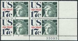 U.S. #C80 17c Statue of Liberty PNB of 4