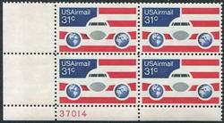U.S. #C90 31c Plane and Globes PNB of 4