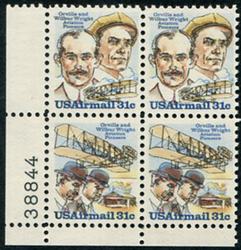U.S. #C92a Wright Brothers PNB of 4