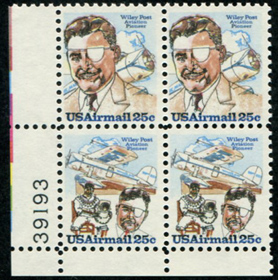U.S. #C96a Wiley Post PNB of 4