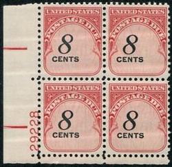 U.S. #J96 8c Postage Due Denomination in Black PNB of 4