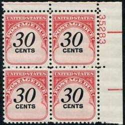 U.S. #J98 30c Postage Due Denomination in Black PNB of 4