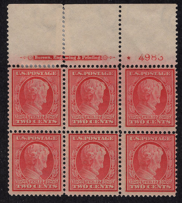 U.S. #367 Lincoln P# Block of 6