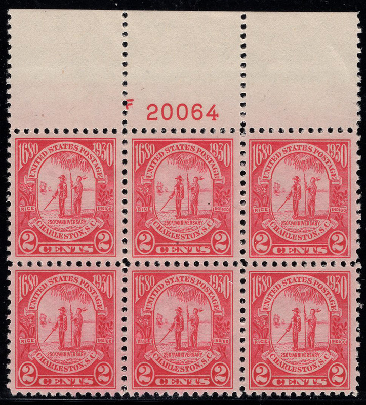 U.S. #683 Carolina-Charleston Mint PNB of 6