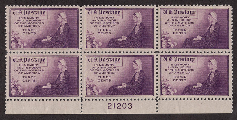 U.S. #738 Whistlers Mother PNB of 6 Mint - 21203